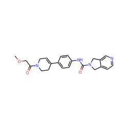 COCC(=O)N1CC=C(c2ccc(NC(=O)N3Cc4ccncc4C3)cc2)CC1 ZINC000166465796