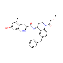 COCC(=O)N1CC[C@@H](NC(=O)[C@@H](N)Cc2c(C)cc(O)cc2C)c2cc(Cc3ccccc3)ccc21 ZINC000653872504