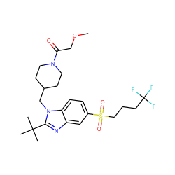 COCC(=O)N1CCC(Cn2c(C(C)(C)C)nc3cc(S(=O)(=O)CCCC(F)(F)F)ccc32)CC1 ZINC000082155159