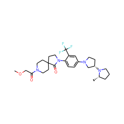 COCC(=O)N1CCC2(CC1)CCN(c1ccc(N3CC[C@H](N4CCC[C@@H]4C)C3)cc1C(F)(F)F)C2=O ZINC000140668315