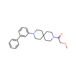 COCC(=O)N1CCC2(CC1)CCN(c1cccc(-c3ccccc3)c1)CC2 ZINC000003956056