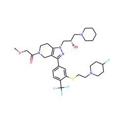 COCC(=O)N1CCc2c(c(-c3ccc(C(F)(F)F)c(SCCN4CCC(F)CC4)c3)nn2C[C@@H](O)CN2CCCCC2)C1 ZINC000049793548