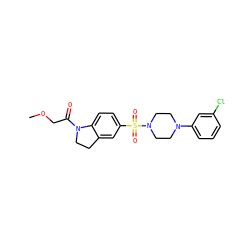 COCC(=O)N1CCc2cc(S(=O)(=O)N3CCN(c4cccc(Cl)c4)CC3)ccc21 ZINC000118515316