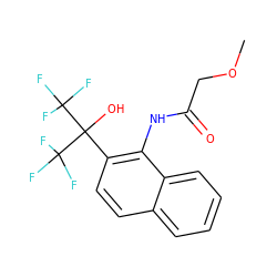 COCC(=O)Nc1c(C(O)(C(F)(F)F)C(F)(F)F)ccc2ccccc12 ZINC000013489799