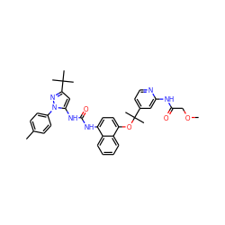 COCC(=O)Nc1cc(C(C)(C)Oc2ccc(NC(=O)Nc3cc(C(C)(C)C)nn3-c3ccc(C)cc3)c3ccccc23)ccn1 ZINC000145271489