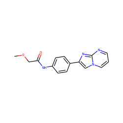 COCC(=O)Nc1ccc(-c2cn3cccnc3n2)cc1 ZINC000004003833