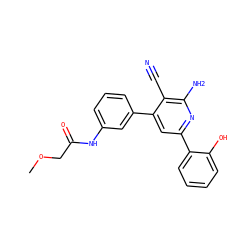 COCC(=O)Nc1cccc(-c2cc(-c3ccccc3O)nc(N)c2C#N)c1 ZINC000013488164