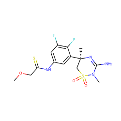 COCC(=S)Nc1cc(F)c(F)c([C@]2(C)CS(=O)(=O)N(C)C(N)=N2)c1 ZINC000209504827