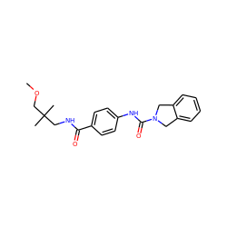 COCC(C)(C)CNC(=O)c1ccc(NC(=O)N2Cc3ccccc3C2)cc1 ZINC000165951298