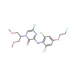 COCC(COC)n1cc(Cl)nc(Nc2c(Cl)cc(OCCF)cc2Cl)c1=O ZINC000095553222