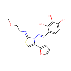 COCC/N=c1\scc(-c2ccco2)n1/N=C/c1ccc(O)c(O)c1O ZINC000012659694