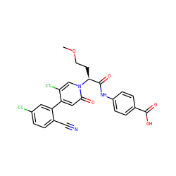 COCC[C@@H](C(=O)Nc1ccc(C(=O)O)cc1)n1cc(Cl)c(-c2cc(Cl)ccc2C#N)cc1=O ZINC001772576460