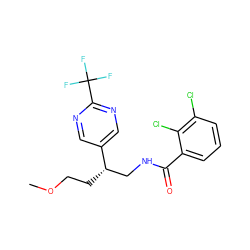 COCC[C@@H](CNC(=O)c1cccc(Cl)c1Cl)c1cnc(C(F)(F)F)nc1 ZINC000217380725