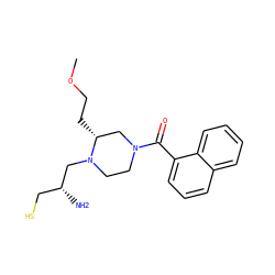 COCC[C@@H]1CN(C(=O)c2cccc3ccccc23)CCN1C[C@H](N)CS ZINC000026817865