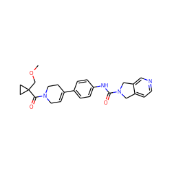 COCC1(C(=O)N2CC=C(c3ccc(NC(=O)N4Cc5ccncc5C4)cc3)CC2)CC1 ZINC000167314121