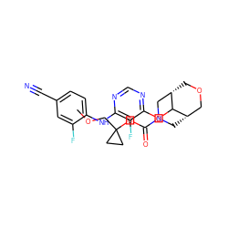 COCC1(OC(=O)N2C[C@H]3COC[C@@H](C2)C3Oc2ncnc(Nc3ccc(C#N)cc3F)c2F)CC1 ZINC000204469647