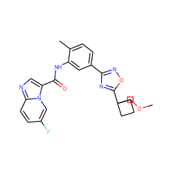 COCC1(c2nc(-c3ccc(C)c(NC(=O)c4cnc5ccc(F)cn45)c3)no2)CCC1 ZINC000206120437