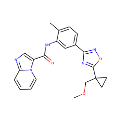 COCC1(c2nc(-c3ccc(C)c(NC(=O)c4cnc5ccccn45)c3)no2)CC1 ZINC000206108769