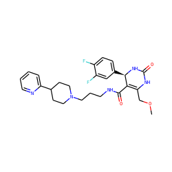 COCC1=C(C(=O)NCCCN2CCC(c3ccccn3)CC2)[C@@H](c2ccc(F)c(F)c2)NC(=O)N1 ZINC000013809185