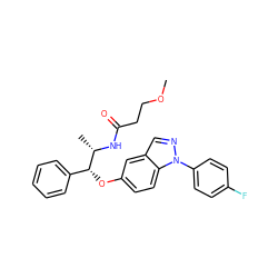 COCCC(=O)N[C@@H](C)[C@H](Oc1ccc2c(cnn2-c2ccc(F)cc2)c1)c1ccccc1 ZINC000114681017