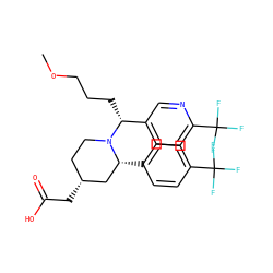 COCCC[C@H](c1ccc(C(F)(F)F)nc1)N1CC[C@@H](CC(=O)O)C[C@H]1c1ccc(C(F)(F)F)cc1 ZINC000045390335