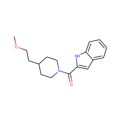 COCCC1CCN(C(=O)c2cc3ccccc3[nH]2)CC1 ZINC000096282470