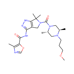 COCCCN1C[C@H](C)N(C(=O)N2Cc3c(NC(=O)c4ocnc4C)n[nH]c3C2(C)C)C[C@H]1C ZINC000114182556