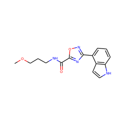 COCCCNC(=O)c1nc(-c2cccc3[nH]ccc23)no1 ZINC000012391841