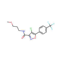 COCCCNC(=O)c1noc(-c2ccc(C(F)(F)F)cc2)c1Cl ZINC000066075649