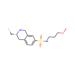 COCCCNS(=O)(=O)c1ccc2c(c1)CN[C@@H](CF)C2 ZINC000013581884