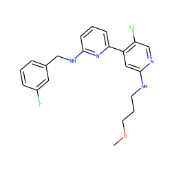 COCCCNc1cc(-c2cccc(NCc3cccc(F)c3)n2)c(Cl)cn1 ZINC000169703747