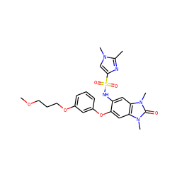 COCCCOc1cccc(Oc2cc3c(cc2NS(=O)(=O)c2cn(C)c(C)n2)n(C)c(=O)n3C)c1 ZINC000653719590