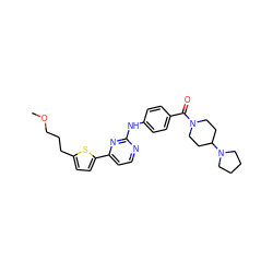 COCCCc1ccc(-c2ccnc(Nc3ccc(C(=O)N4CCC(N5CCCC5)CC4)cc3)n2)s1 ZINC000028564356