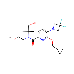 COCCN(C(=O)c1ccc(N2CC(F)(F)C2)c(OCC2CC2)n1)C(C)(C)CO ZINC000149299231