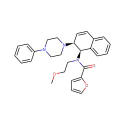 COCCN(C(=O)c1ccco1)[C@@H]1c2ccccc2C=C[C@@H]1N1CCN(c2ccccc2)CC1 ZINC000084884074