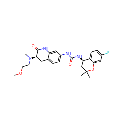 COCCN(C)[C@@H]1Cc2ccc(NC(=O)N[C@@H]3CC(C)(C)Oc4cc(F)ccc43)cc2NC1=O ZINC000144313652