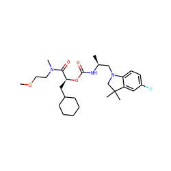 COCCN(C)C(=O)[C@H](CC1CCCCC1)OC(=O)N[C@@H](C)CN1CC(C)(C)c2cc(F)ccc21 ZINC000014971870