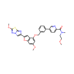 COCCN(C)C(=O)c1ccc(-c2cccc(COc3cc(OC)cc4oc(-c5cn6nc(OC)sc6n5)cc34)c2)cn1 ZINC000205714236