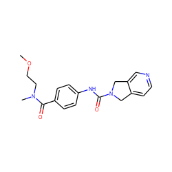 COCCN(C)C(=O)c1ccc(NC(=O)N2Cc3ccncc3C2)cc1 ZINC000167083751