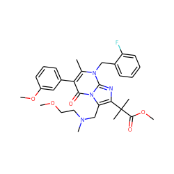 COCCN(C)Cc1c(C(C)(C)C(=O)OC)nc2n(Cc3ccccc3F)c(C)c(-c3cccc(OC)c3)c(=O)n12 ZINC000029472846