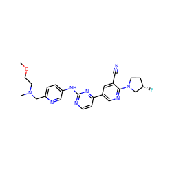 COCCN(C)Cc1ccc(Nc2nccc(-c3cnc(N4CC[C@H](F)C4)c(C#N)c3)n2)cn1 ZINC000221031653