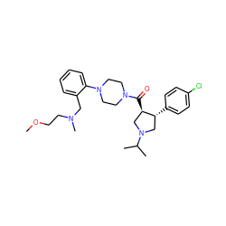 COCCN(C)Cc1ccccc1N1CCN(C(=O)[C@@H]2CN(C(C)C)C[C@H]2c2ccc(Cl)cc2)CC1 ZINC000028959713