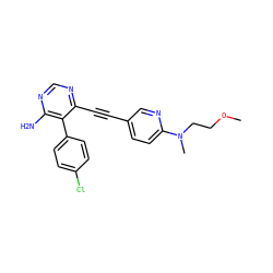 COCCN(C)c1ccc(C#Cc2ncnc(N)c2-c2ccc(Cl)cc2)cn1 ZINC000028646575