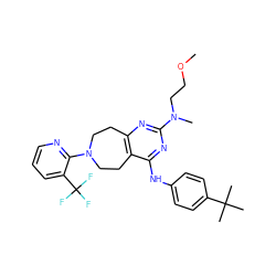 COCCN(C)c1nc2c(c(Nc3ccc(C(C)(C)C)cc3)n1)CCN(c1ncccc1C(F)(F)F)CC2 ZINC000200429772