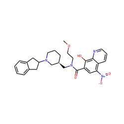 COCCN(C[C@@H]1CCCN(C2Cc3ccccc3C2)C1)C(=O)c1cc([N+](=O)[O-])c2cccnc2c1O ZINC000263621233
