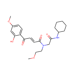 COCCN(CC(=O)NC1CCCCC1)C(=O)/C=C/C(=O)c1ccc(OC)cc1O ZINC000004861421