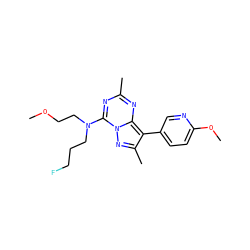 COCCN(CCCF)c1nc(C)nc2c(-c3ccc(OC)nc3)c(C)nn12 ZINC000071330092