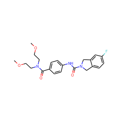 COCCN(CCOC)C(=O)c1ccc(NC(=O)N2Cc3ccc(F)cc3C2)cc1 ZINC000167289667