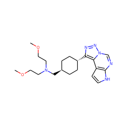 COCCN(CCOC)C[C@H]1CC[C@H](c2nnn3cnc4[nH]ccc4c23)CC1 ZINC001772636465