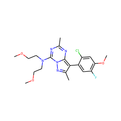COCCN(CCOC)c1nc(C)nc2c(-c3cc(F)c(OC)cc3Cl)c(C)nn12 ZINC000040938292